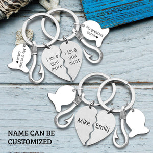 Personalized Fishing Heart Puzzle Keychains - To My Man - The Day I Met You I Found My Missing Piece - Augkbn26007 - Gifts Holder