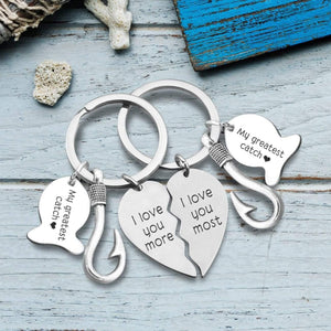 Personalized Fishing Heart Puzzle Keychains - To My Man - The Day I Met You I Found My Missing Piece - Augkbn26007 - Gifts Holder