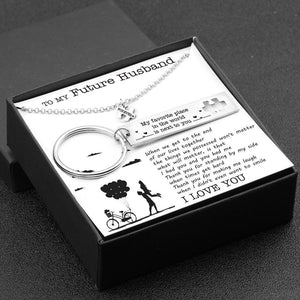 Puzzle Keychain And Necklace Set - To My Future Husband - Thank You For Standing By My Side - Augnq24001 - Gifts Holder