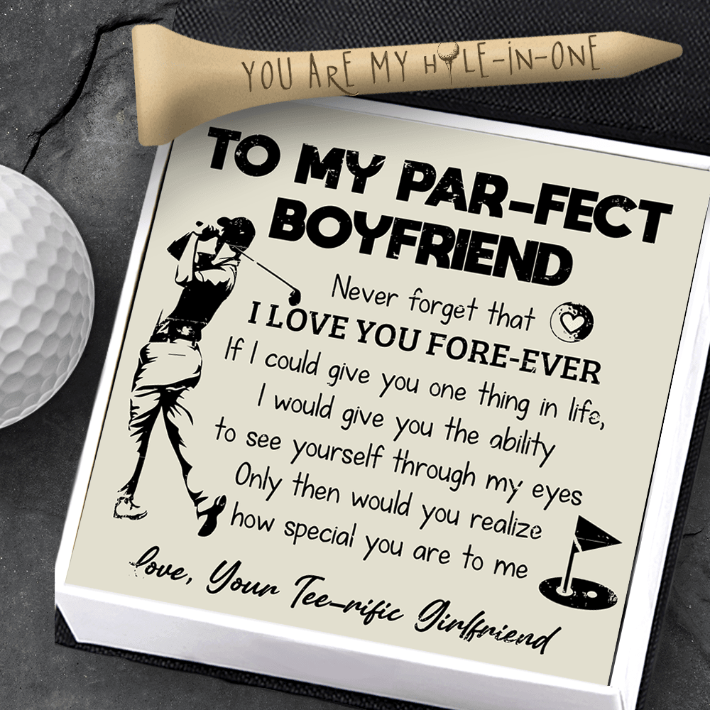 Wooden Golf Tee - Golf - To My Par-fect Boyfriend - I Love You Fore-ever - Augah12002 - Gifts Holder