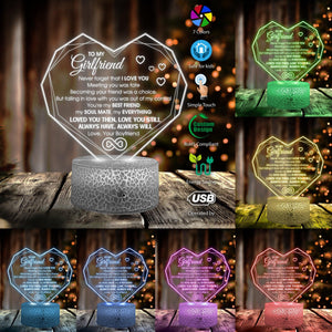 3D Heart Led Light - Family - To My Girlfriend - You're my Best Friend, My Soul Mate, My Everything - Auglca13028 - Gifts Holder