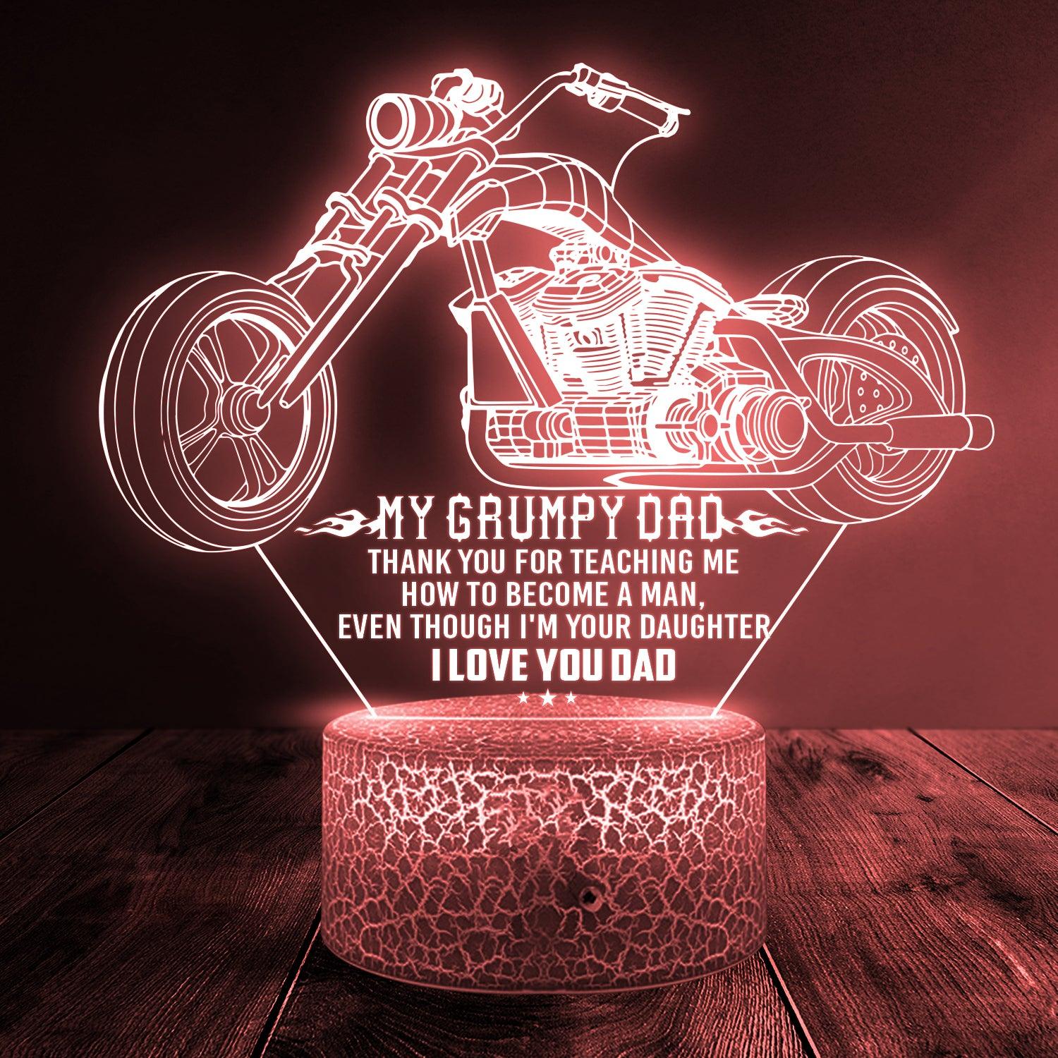 3D Led Light - Biker - My Grumpy Dad - From Daughter - Thank You For Teaching Me - Auglca18001 - Gifts Holder