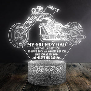 3D Led Light - Biker - My Grumpy Dad - I Am The Luckiest Son - Auglca18004 - Gifts Holder