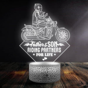 3D Led Light - Biker - To Father - From Son - Riding Partners For Life - Auglca18010 - Gifts Holder