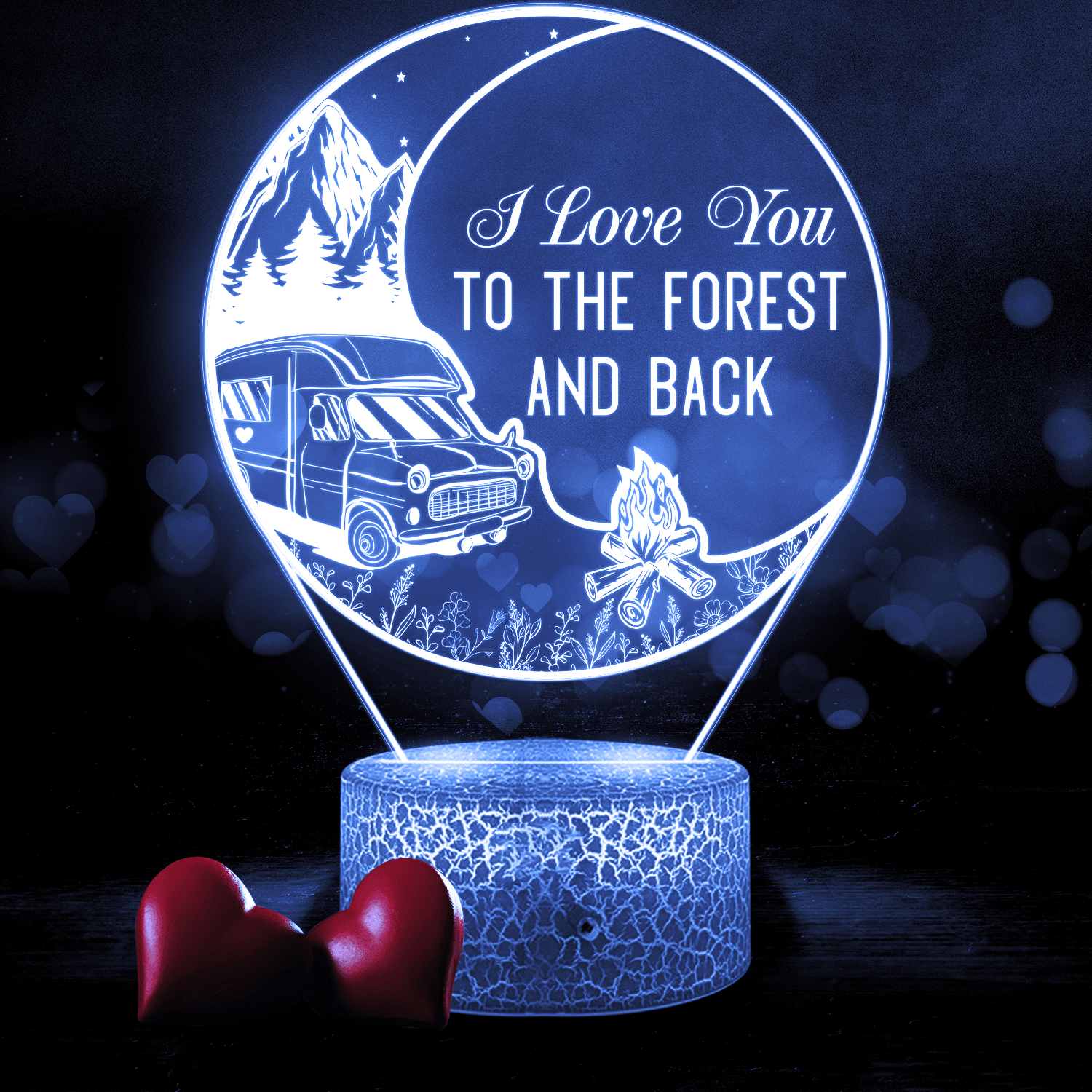 3D Led Light - Camping - To Couple - I Love You To The Forest And Back - Auglca26011 - Gifts Holder