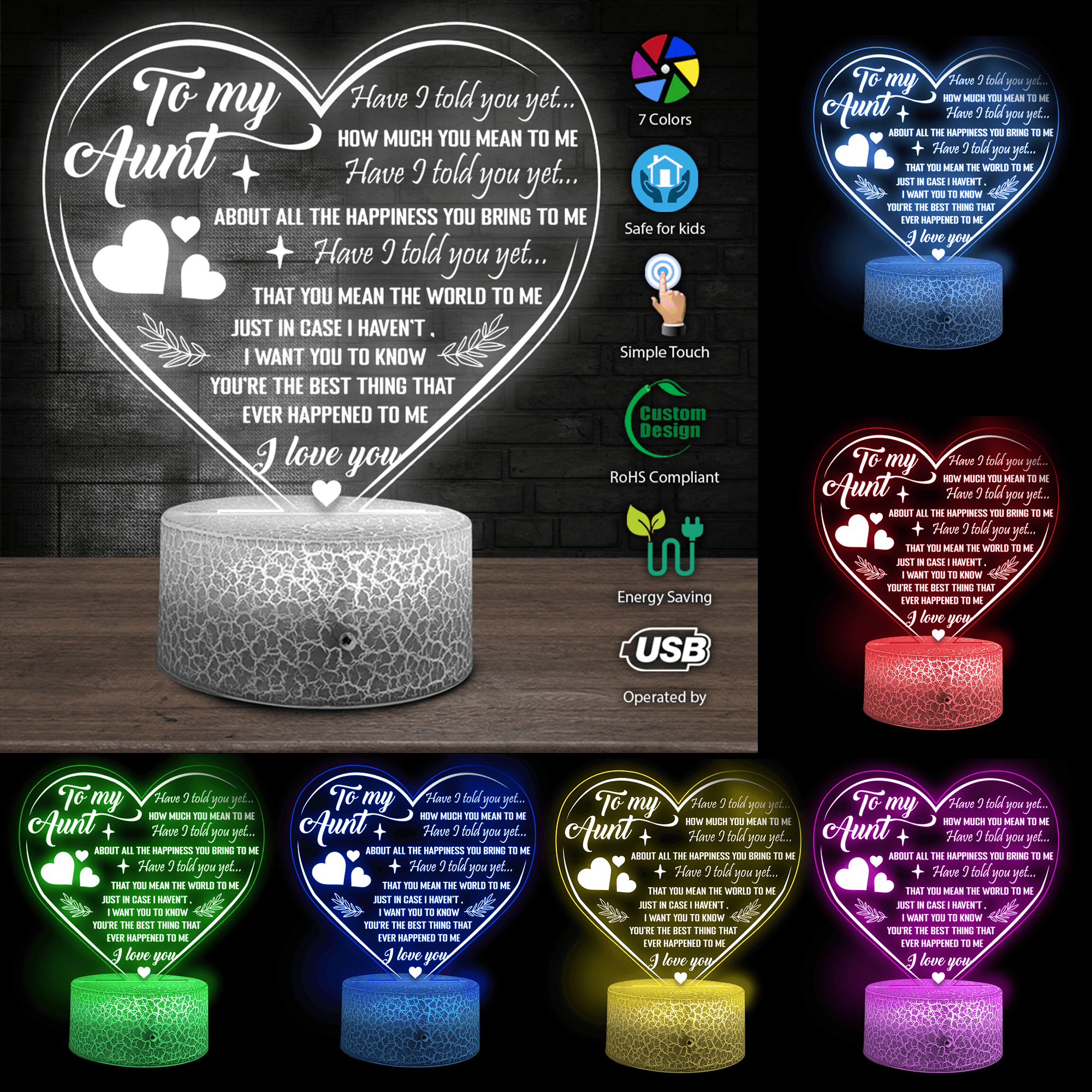 3D Led Light - Family - To My Aunt - I Love You - Auglca30003 - Gifts Holder