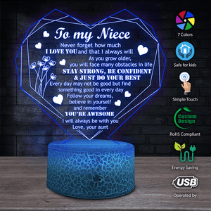 3D Led Light - Family - To My Niece - I Will Always Be With You - Auglca28001 - Gifts Holder