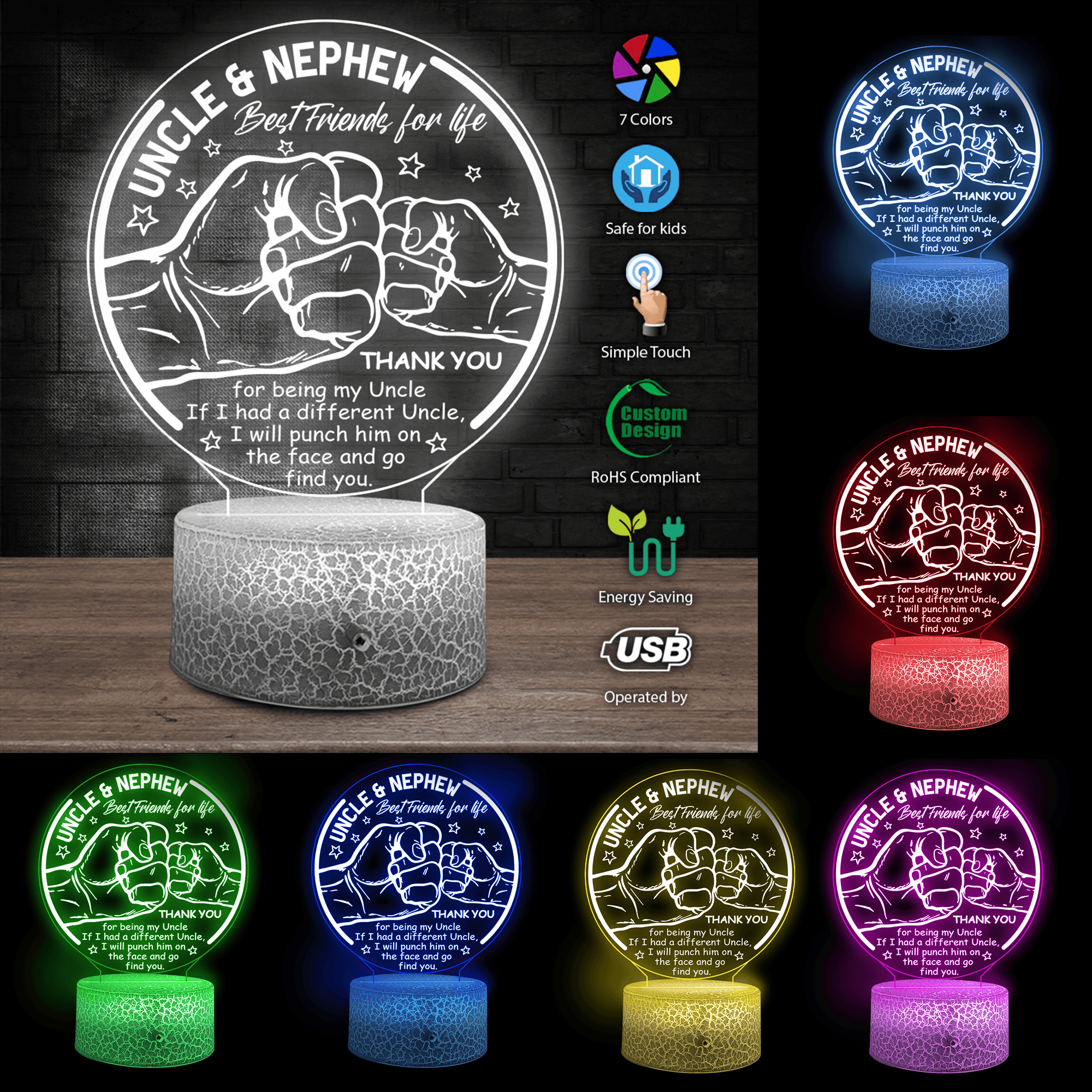 3D Led Light - Family - To My Uncle - Best Friends For Life - Auglca29003 - Gifts Holder