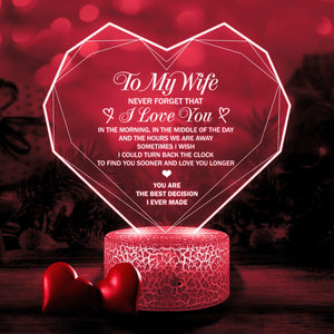 3D Led Light - Family - To My Wife - Never Forget That I Love You - Auglca15002 - Gifts Holder