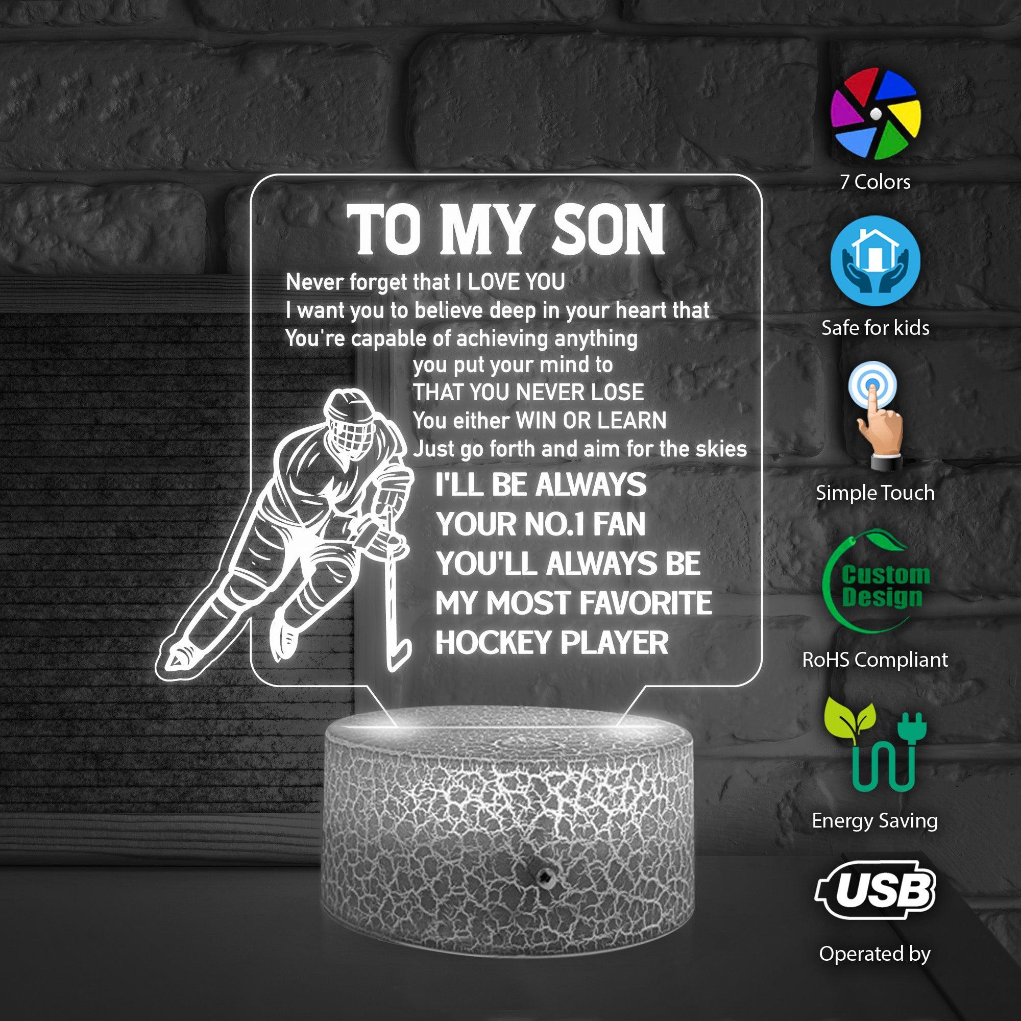 3D Led Light - Hockey - To My Son - I'll Be Always Your No.1 Fan - Auglca16001 - Gifts Holder