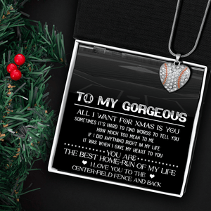 Baseball Heart Necklace - Baseball - To My Gorgeous - All I Want For Xmas Is You - Augnd13002 - Gifts Holder