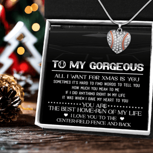 Baseball Heart Necklace - Baseball - To My Gorgeous - All I Want For Xmas Is You - Augnd13002 - Gifts Holder