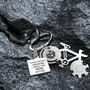 Bike Multi-tool Square Keychain - Cycling - To My Man - Love You Till The End Of The Road - Augkzz26002 - Gifts Holder