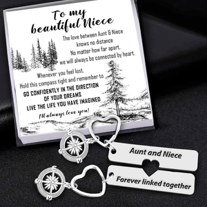 Compass Heart Couple Keychains - Family - To My Niece - I'll Always Love You - Augkdq28001 - Gifts Holder