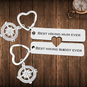 Compass Heart Couple Keychains - Hiking - To My Best Hiking Mum Ever - You Are My Compass When I'm Lost - Augkdq19002 - Gifts Holder