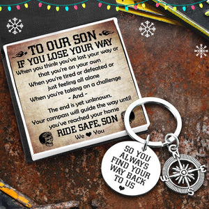 Compass Keychain - Biker - To My Son - If You Lose Your Way - Augket16001 - Gifts Holder