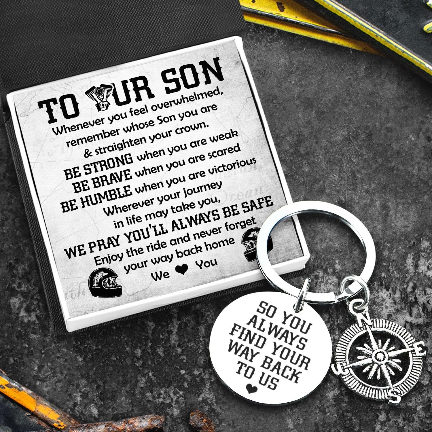 Compass Keychain - Biker - To My Son - We Love You - Augket16002 - Gifts Holder