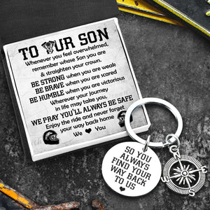 Compass Keychain - Biker - To My Son - We Love You - Augket16002 - Gifts Holder