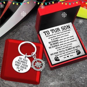 Compass Keychain - Biker - To My Son - We Love You - Augket16002 - Gifts Holder