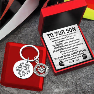 Compass Keychain - Biker - To My Son - We Love You - Augket16002 - Gifts Holder