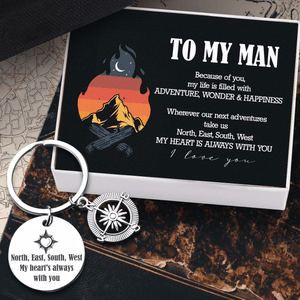 Compass Keychain - Camping - To My Man - My Heart Is Always With You - Augkw26021 - Gifts Holder