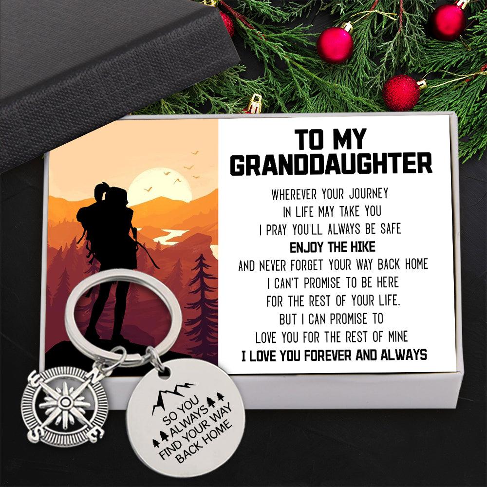 Compass Keychain - Hiking - To My Granddaughter - I Love You Forever And Always - Augkw23001 - Gifts Holder