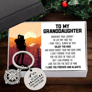 Compass Keychain - Hiking - To My Granddaughter - I Love You Forever And Always - Augkw23001 - Gifts Holder