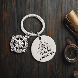 Compass Keychain - Hiking - To My Man - I'd Be Lost Without You - Augkw26011 - Gifts Holder