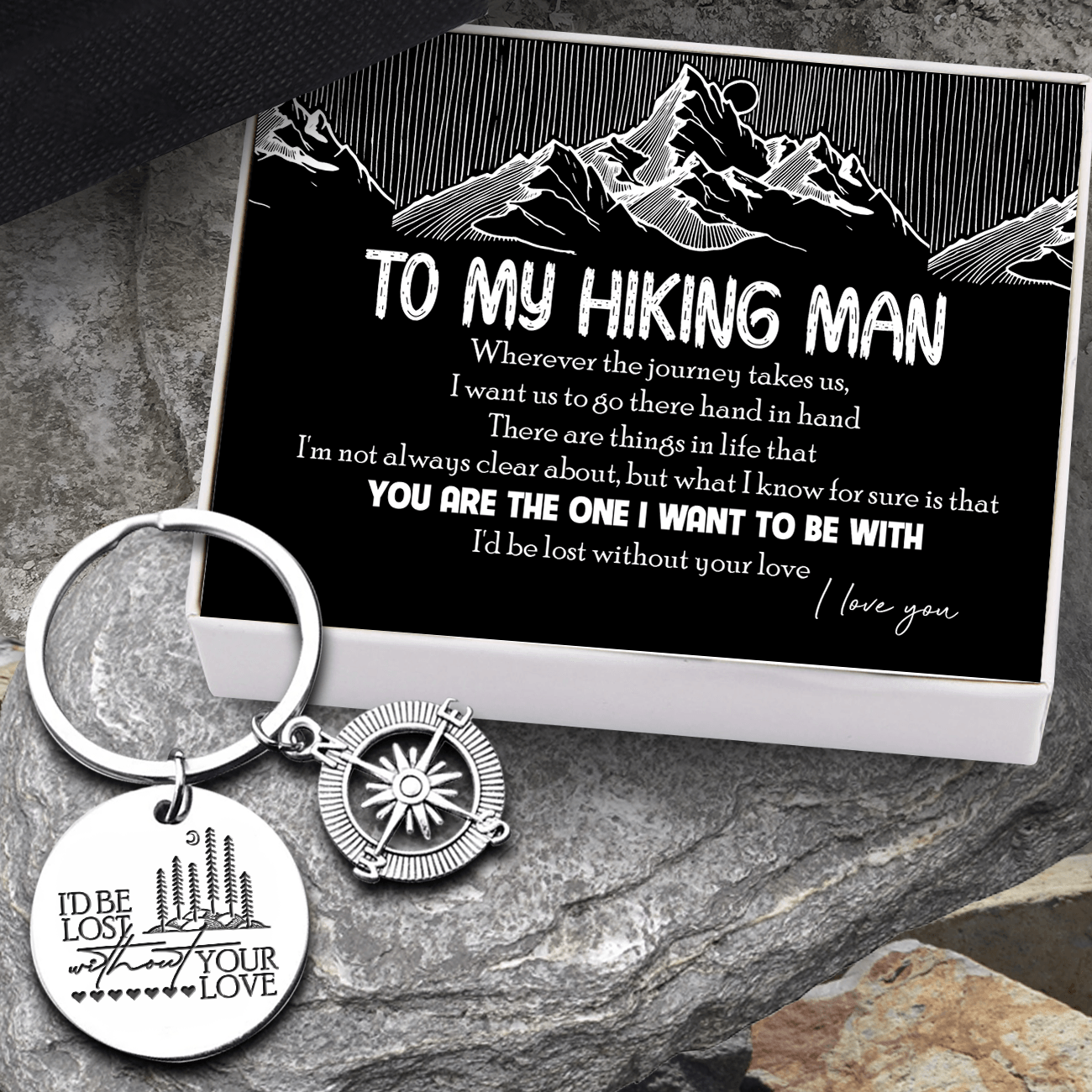 Compass Keychain - Hiking - To My Man - I'd Be Lost Without Your Love - Augkw26019 - Gifts Holder