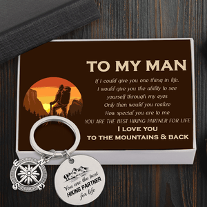 Compass Keychain - Hiking - To My Man - I Love You To The Mountains & Back - Augkw26009 - Gifts Holder