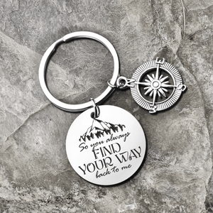 Compass Keychain - Hiking - To My Man - You Are My Home And My Adventure All At Once - Augkw26018 - Gifts Holder