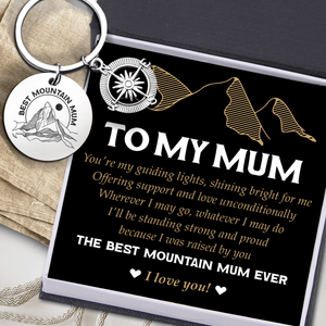 Compass Keychain - Hiking - To My Mum - The Best Mountain Mum Ever - Augket19002 - Gifts Holder