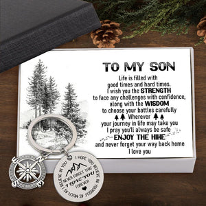 Compass Keychain - Hiking - To My Son - Enjoy The Hike - Augkw16003 - Gifts Holder