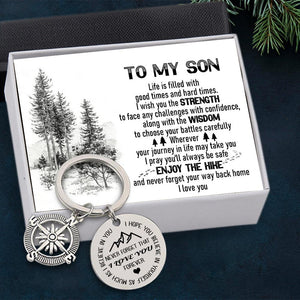 Compass Keychain - Hiking - To My Son - Enjoy The Hike - Augkw16003 - Gifts Holder
