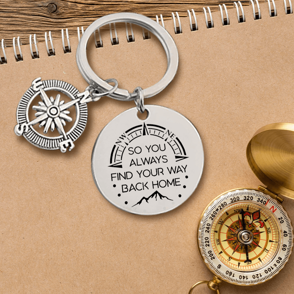 Compass Keychain - Hiking - To My Son - Love You For The Rest Of Mine - Augkw16010 - Gifts Holder