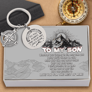 Compass Keychain - Hiking - To My Son - Love You For The Rest Of Mine - Augkw16010 - Gifts Holder