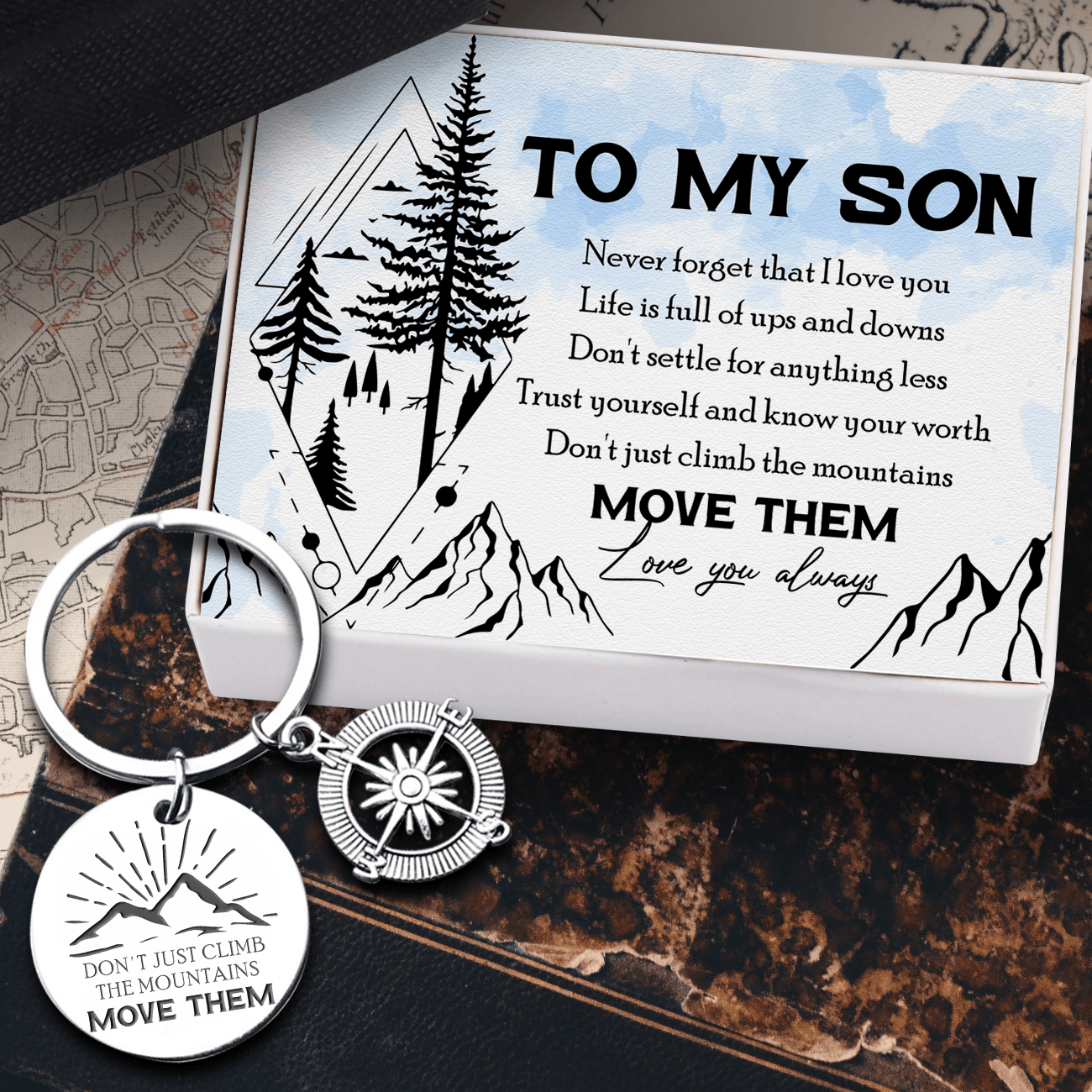 Compass Keychain - Hiking - To My Son - Never Forget That I Love You - Augkw16011 - Gifts Holder