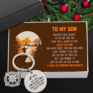 Compass Keychain - Hiking - To My Son - So You Always Find Your Way Back Home - Augkw16002 - Gifts Holder