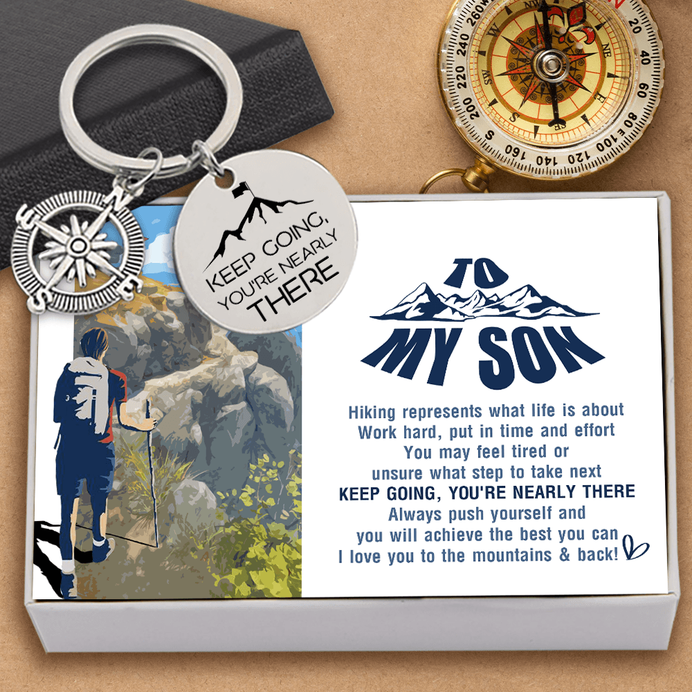 Compass Keychain - Hiking - To My Son - Work Hard, Put In Time And Effort - Augkw16013 - Gifts Holder