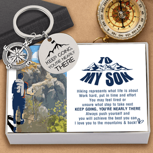 Compass Keychain - Hiking - To My Son - Work Hard, Put In Time And Effort - Augkw16013 - Gifts Holder