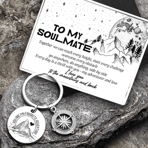 Compass Keychain - Hiking - To My Soulmate - I Love You To The Mountains And Back - Augkw13003 - Gifts Holder