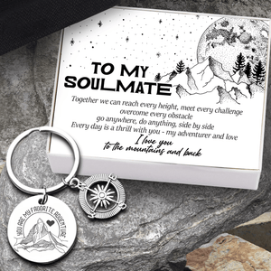 Compass Keychain - Hiking - To My Soulmate - I Love You To The Mountains And Back - Augkw13003 - Gifts Holder