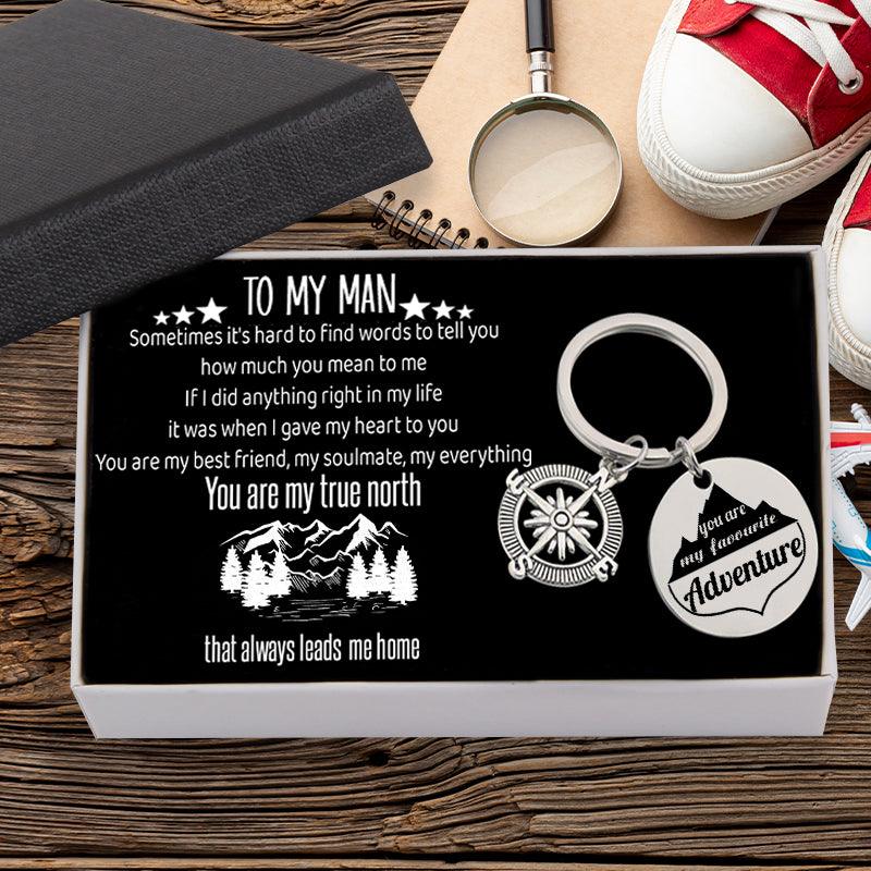 Compass Keychain - To My Man - You Are My Favourite Adventure - Augkw26002 - Gifts Holder