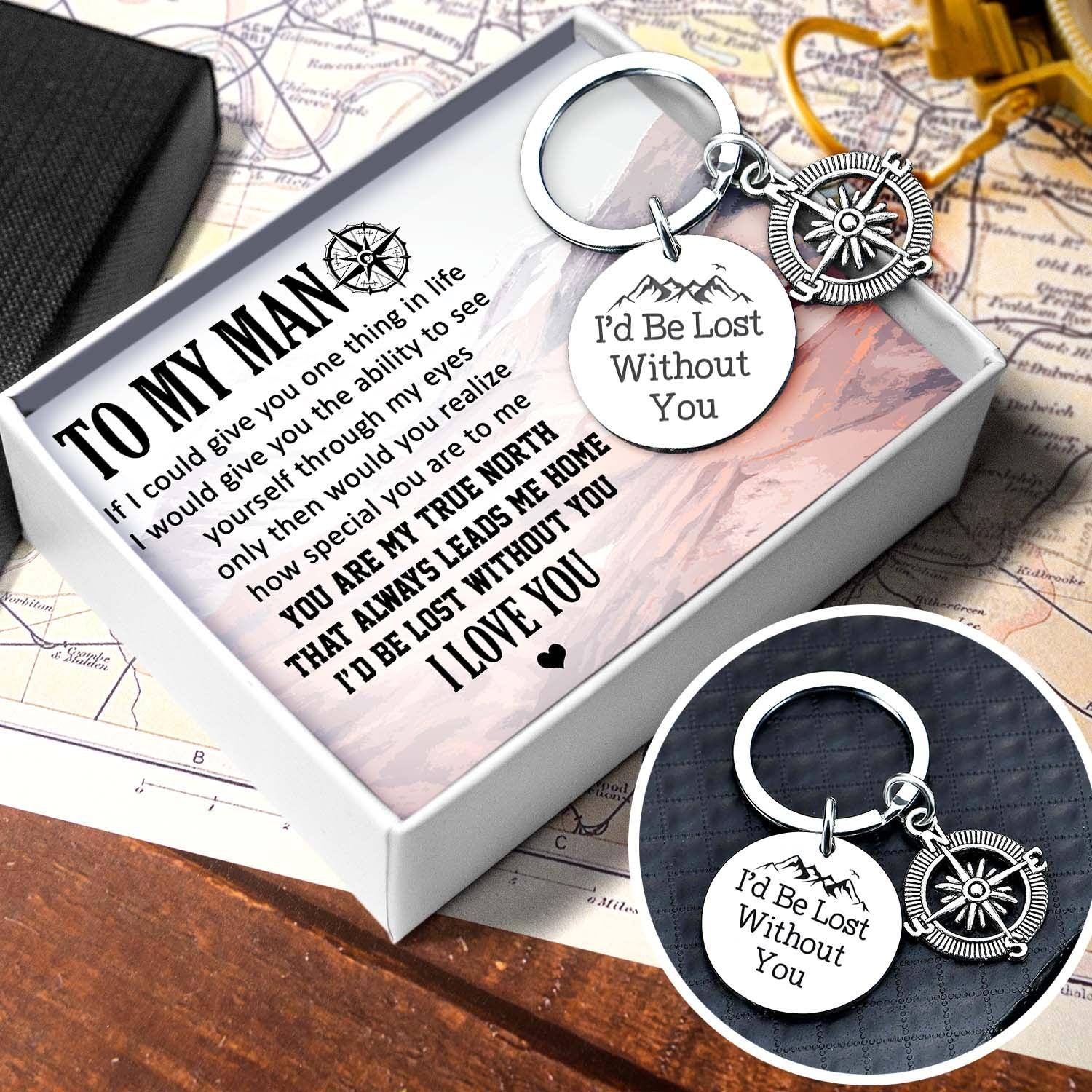 Compass Keychain - Travel - To My Man - I Love You - Augkw26015 - Gifts Holder