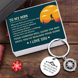 Compass Keychain - Travel - To My Man - So You Always Find Your Way Back To Me - Augkw26007 - Gifts Holder