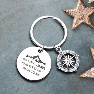 Compass Keychain - Travel - To My Man - So You Always Find Your Way Back To Me - Augkw26007 - Gifts Holder