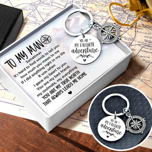 Compass Keychain - Travel - To My Man - You Are My Best Friend, My Soulmate, My Everything - Augkw26016 - Gifts Holder