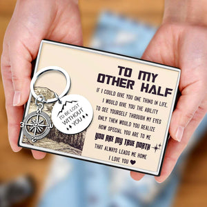 Compass Keychain - Travel - To My Man - You Are My True North - Augkw26014 - Gifts Holder