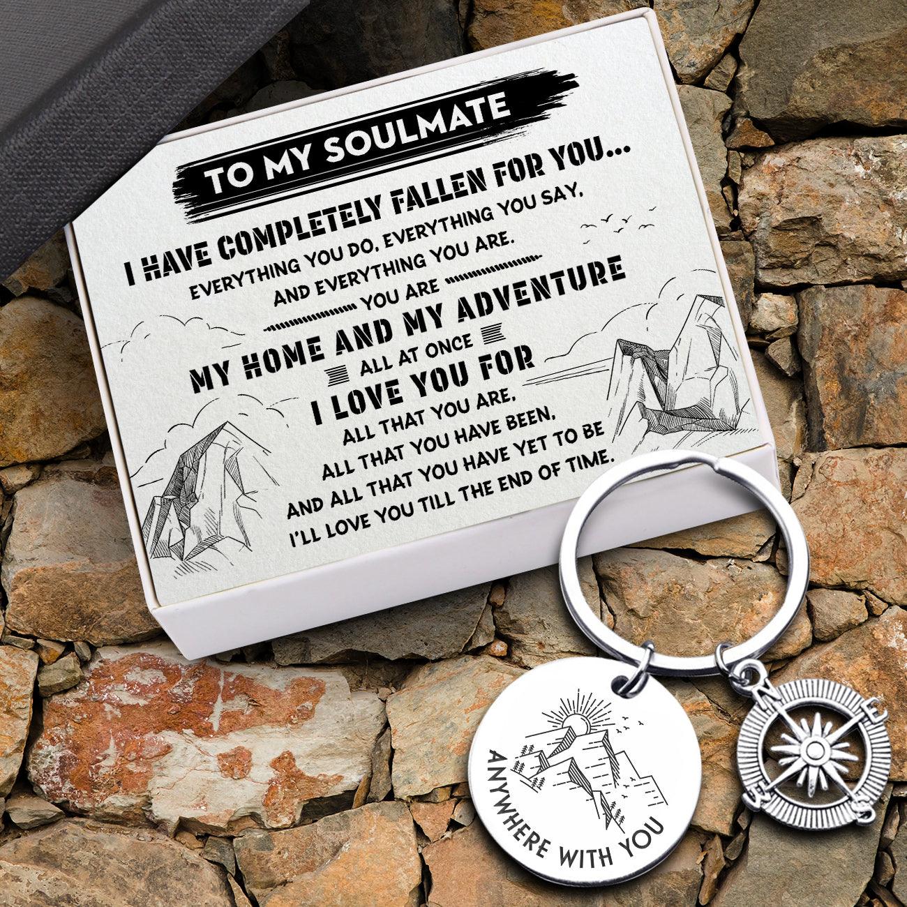 Compass Keychain - Travel - To My Soulmate - You Are My Home - Augkw13001 - Gifts Holder