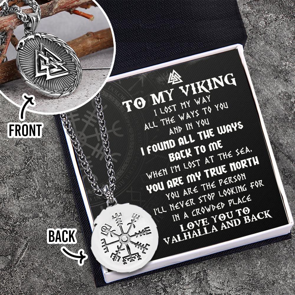 Compass Nordic Necklace - Viking - To My Viking Man - I Love You To Valhalla And Back - Augnfv26004 - Gifts Holder